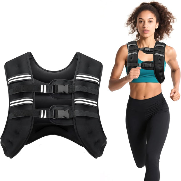 Weighted Vest for Woman Men, 6lb/8lb/12lb/16lb/20lb/30lb Weight Vest with Reflective Stripe, Weight Vests Adjustable for Walking, Weight Loss, Training, Running