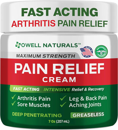 Owell Naturals Deep Penetrating Pain Relief Cream– Maximum Strength Formula for Joints & Muscles – Fast-Acting Comfort for Back, Knees, Hands, Legs & More, 14 oz