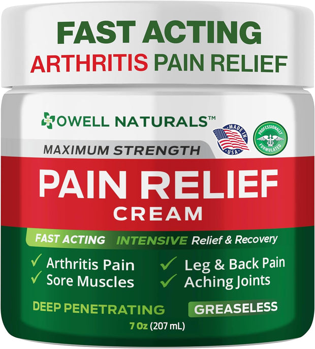Owell Naturals Deep Penetrating Pain Relief Cream– Maximum Strength Formula for Joints & Muscles – Fast-Acting Comfort for Back, Knees, Hands, Legs & More, 14 oz