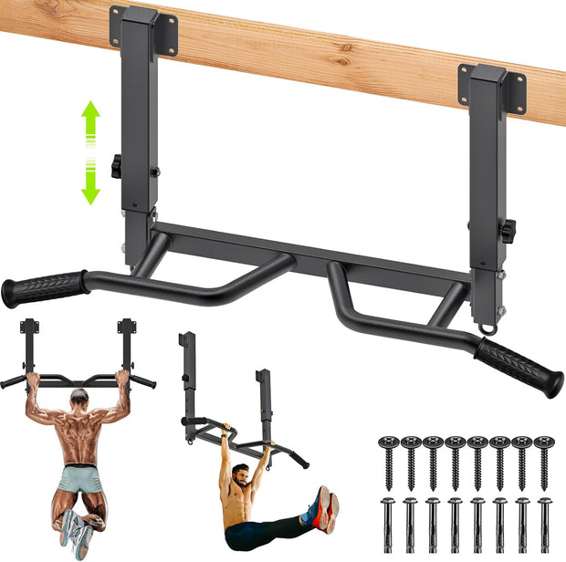 SELEWARE Heavy Duty Welded Pull Up Bar, Versatile Doorway Wall Mount, Joist Mounted, and Ceiling Mounted Chin Up Bars, Thick Metal Sturdy Construction for Full Body Workouts Support 500 lbs