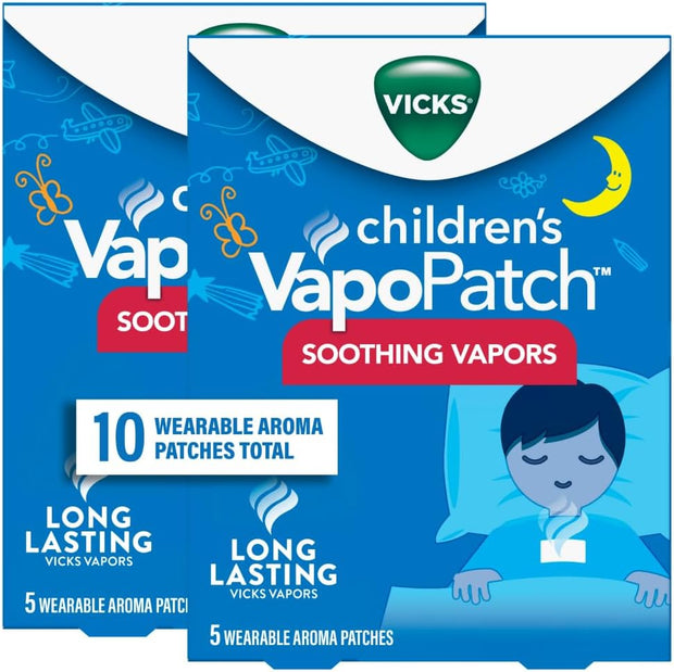 Vicks Children's VapoPatch, Wearable Mess-Free Aroma Patch, Soothing & Comforting Non-Medicated Vicks Vapors, For Children Ages 6+, 5ct - Pack of 2