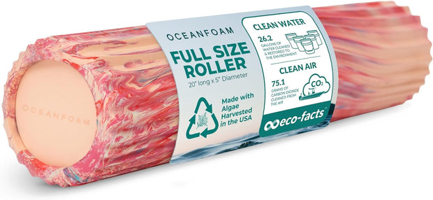 Oceanfoam Tidal Roller - Black - Muscle Massage Foam Roller for Back Pain & Stretching - Firm and Ergonomic Wide Wave Textured - Yoga, Athletics, & Wellness - Full Size, 20" x 5"