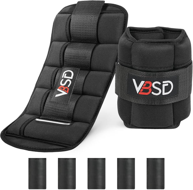 VBSD Adjustable Ankle Weights for Women Men, 1 Pair 2 4 5 6 8 10 lb Leg Weight Straps, Weighted Ankle Weights Set for Gym, Fitness, Yoga, Jogging, Walking, Aerobics, Physical Therapy