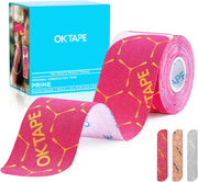 OK TAPE Synthetic Kinesiology Tape Precut Strips, Waterproof Kinesiology Athletic Tape for Joint & Muscle Support, Reflective and Durable Tape, 2in×16.4ft Roll 20PCS | Beige