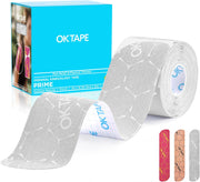 OK TAPE Synthetic Kinesiology Tape Precut Strips, Waterproof Kinesiology Athletic Tape for Joint & Muscle Support, Reflective and Durable Tape, 2in×16.4ft Roll 20PCS | Beige