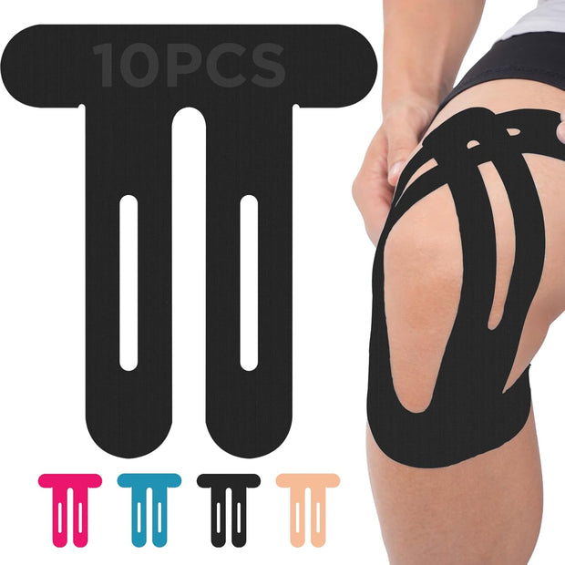 OK TAPE Nylon Kinesiology Tape for Knee, 10 Pcs Stretchable on Four Sides Precut Strips, Athletic Tape for Knee Support & Stability,Breathable and Hypoallergenic, Beige