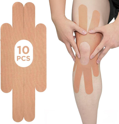 OK TAPE One-Structure K-Tape Patches | Precut for Knee Kinesiology Tape | Pain Relief and Accessories | 10 Pcs and Beige