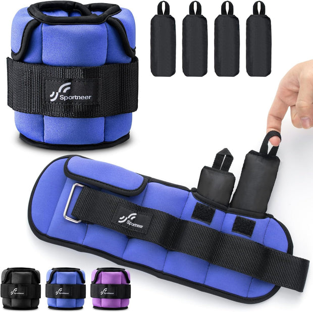 Sportneer Upgrade Adjustable Ankle and Wrist Weights for Women and Men 1-7 lbs / 1-10 lbs Set | Comfortable, Secure Fit for Walking, Running, Fitness, Physical Therapy, Home Gym