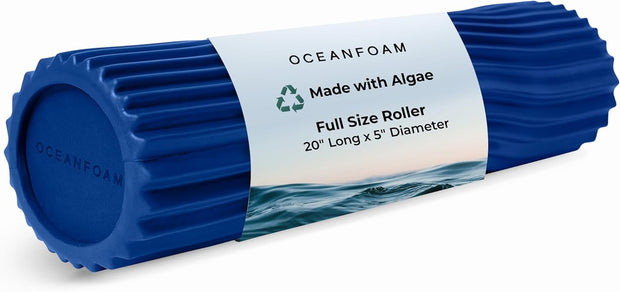 Oceanfoam Tidal Roller - Black - Muscle Massage Foam Roller for Back Pain & Stretching - Firm and Ergonomic Wide Wave Textured - Yoga, Athletics, & Wellness - Full Size, 20" x 5"