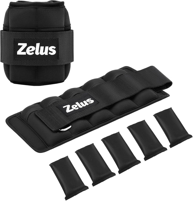 ZELUS 1 Pair Adjustable Ankle Weights, 2 4 6 8 10 lb Modularized Leg Weight Straps for Women Men, Weighted Ankle Weight Set with Removable Sandbags, 1-5 lb per Ankle Strap for Gym Yoga Jogging Walking