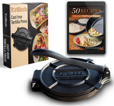 Tortillada – Premium Tortilla Press Cast Iron with Recipes E-Book (12 Inch)