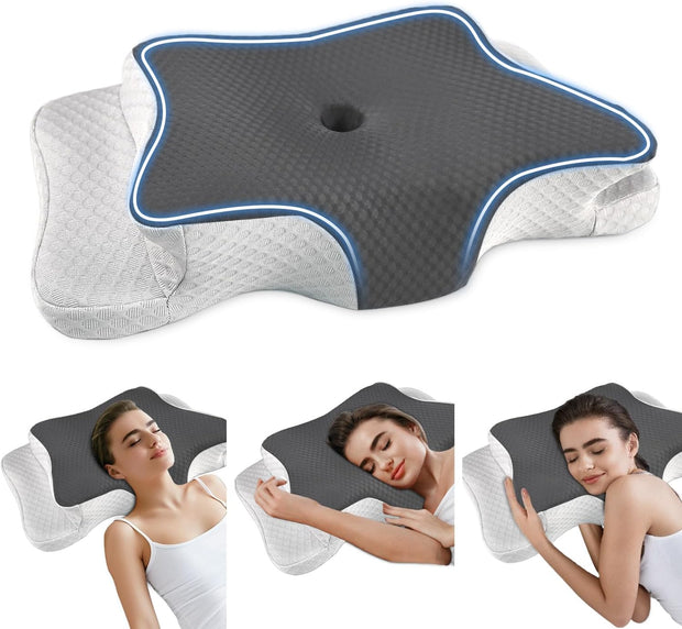 Pain Relief Cervical Pillow for Neck Support,Adjustable Ergonomic Pillow Cozy Sleeping,Odorless Orthopedic Memory Foam Pillows,Contour Bed Pillow for Side Back Stomach Sleeper