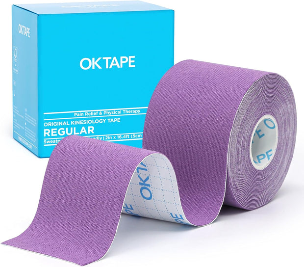 OK TAPE Kinesiology Tape, Regular Original Cotton Elastic Athletic Tape for Support and Recovery, Sports Tape, 2in×16.4ft Uncut Roll - Pink