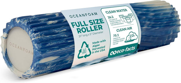 Oceanfoam Tidal Roller - Black - Muscle Massage Foam Roller for Back Pain & Stretching - Firm and Ergonomic Wide Wave Textured - Yoga, Athletics, & Wellness - Full Size, 20" x 5"