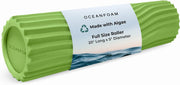 Oceanfoam Tidal Roller - Natural - Muscle Massage Foam Roller for Back Pain & Stretching - Firm and Ergonomic Wide Wave Textured - Yoga, Athletics, & Wellness - Full Size, 20" x 5"