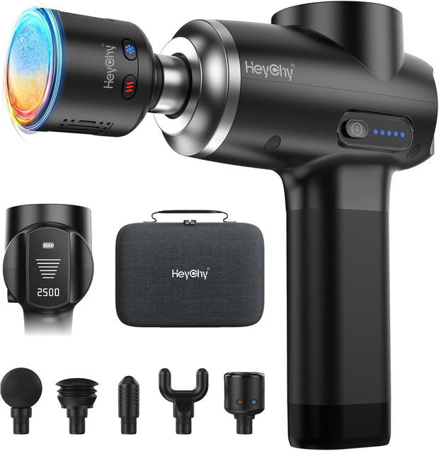 Percussion Massage Gun Deep Tissue with Heat and Cold, Portable Handheld Muscle Massager, Percussion Back Body Masajeador 12mm Amptitude for Athletes, Runner, Gifts for Men Women