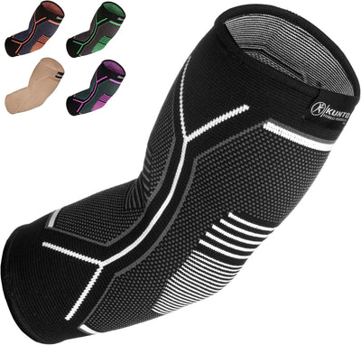 Kunto Fitness Elbow Brace Compression Support Sleeve (Shipped From USA) for Tendonitis, Tennis Elbow, Golf Elbow Treatment - Reduce Joint Pain During Any Activity!