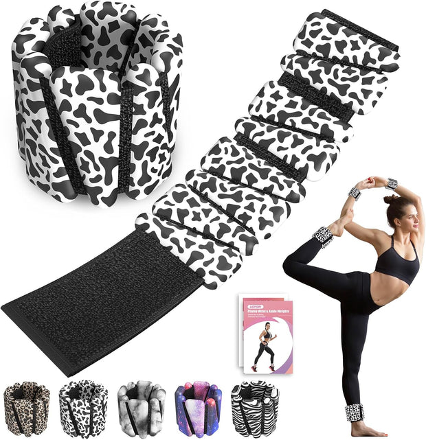 Wrist Ankle Weights for Women Set of 2, Adjustable Silicone Weighted Bangles, Wearable Ultra-durable Strips Weight Bracelet 2 lbs/4 lbs for Yoga, Pilates, Barre, Walking, Arm & Leg Workout