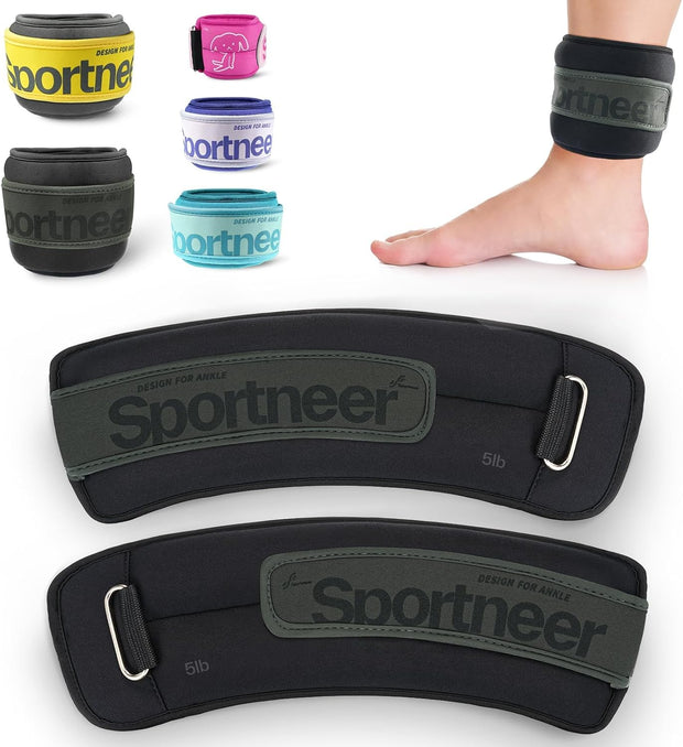Sportneer Ankle Weights 0.5/1/2/3/5 LBS 1 Pair Wrist Leg Arm Weights for Women Men Kids Child with Adjustable Straps, Strength Weighted for Jogging Running Walking Fitness Gym Workout