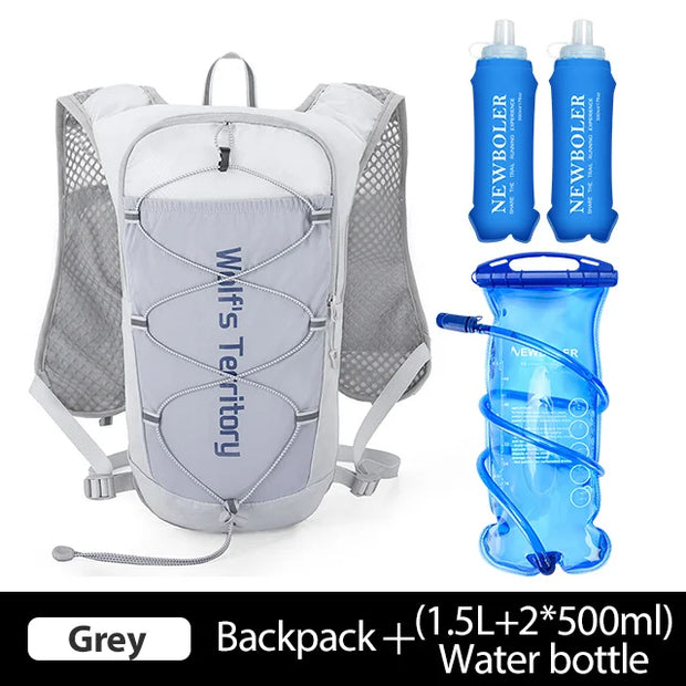 NEWBOLER Outdoor Trail Running Ultralight Backpack Running Hydration Vest Breathable Marathon Running Backpack Water Bottle