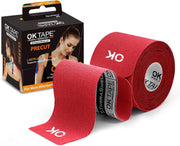 OK TAPE Kinesiology Tape 10 inches Precut, 20 Strips, Cotton Elastic Athletic Tape Latex Free, 2in x 16ft, Black