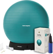 Retrospec Luna Exercise Ball with Pump - Anti-Burst Fitness Equipment for Yoga, Core Training & Stability - Home Gym Swiss Ball for Office & Pregnancy