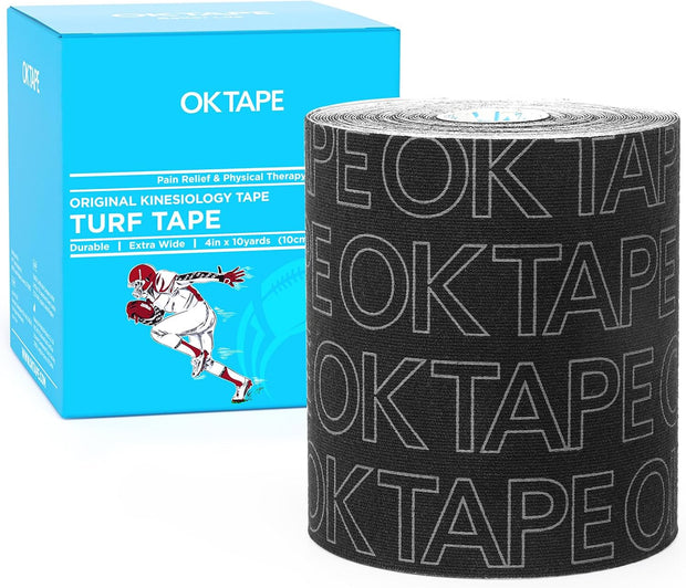 OK TAPE Turf Tape Football, Extra Wide Kinesiology Tape, Protects Arm from Turf Burn, Waterproof, Flexible, Super Sticky, White Athletic Tape (4 Inch x 30 Feet)