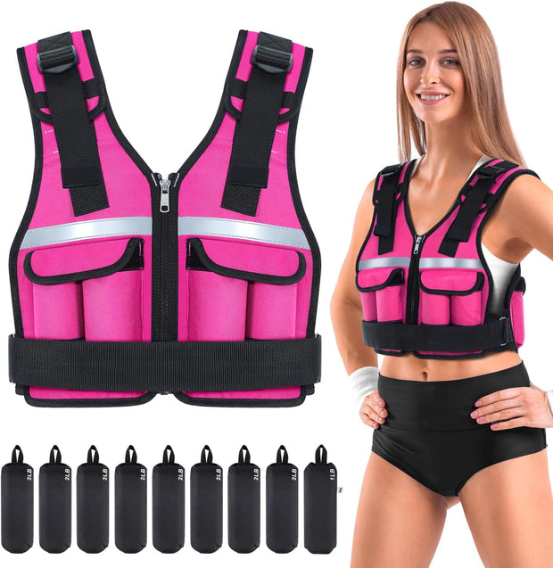 Sportneer Adjustable Weighted Vest Weights: 2-18 lbs/2-40 lbs Washable Weight Vest 16 In 1 Fast Adjust Rucking Vest for Women and Men Home Gym Workout Fitness Strength Training Vests