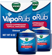 Vicks VapoRub, Original, Cough Suppressant, Topical Chest Rub & Analgesic Ointment, Medicated Vicks Vapors, Relief from Cough Due to Cold, Aches & Pains, 6oz (2 Count)