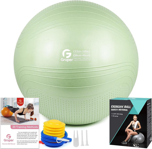 Yoga Ball, 18-30 Inch Extra Thick Exercise Ball for Workout Fitness Balance, Anti Burst Chair for Home and Office Desk, Includes Hand Pump & Workout Guide Access