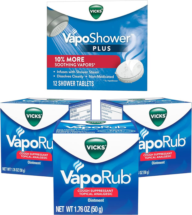 Vicks VapoRub, Original, Cough Suppressant, Topical Chest Rub & Analgesic Ointment, Medicated Vicks Vapors, Relief from Cough Due to Cold, Aches & Pains, 1.76oz each (pack of 3)
