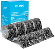 OK TAPE PRO Kinesiology Tape Uncut Roll, Elastic Physical Therapy Athletic Tape for Pain Relief, Muscle Support, Kinetic Tape, Water Resistant, 2in X 16.4ft -Black 2 Rolls
