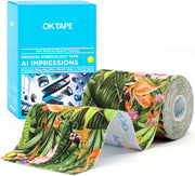 OK TAPE Hypoallergenic Digtal Printed Kinesiology Tape, Elastic Sports Athletic Tape, 2 Rolls, 2in×16.4ft Uncut Roll-DIY