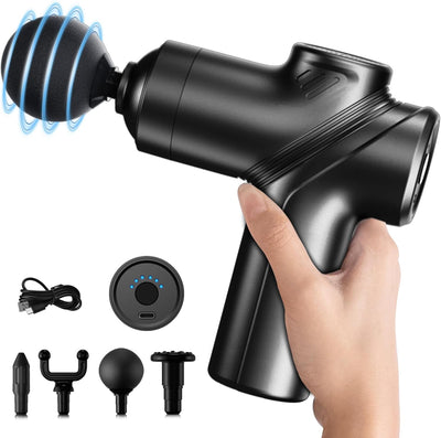 Massage Gun Deep Tissue, Silent Brushless Motor and Portable Massage Gun with 4 Interchangeable Heads for Deep Muscle Relief and Relaxation, Relax Gift