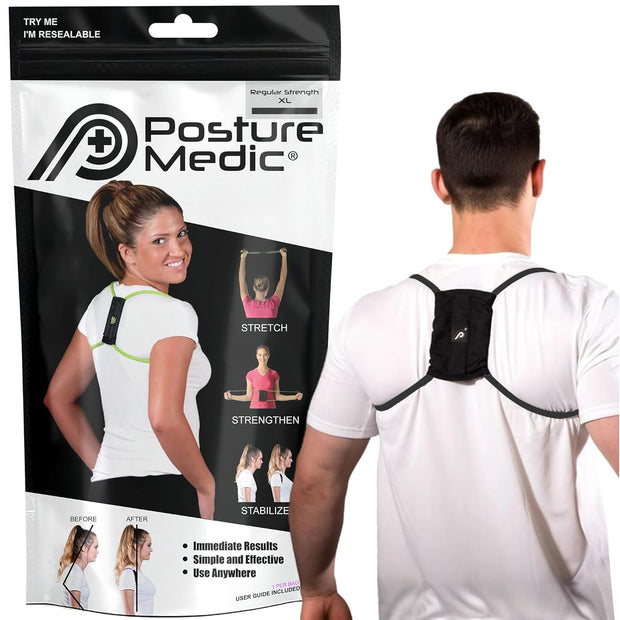 PRIMEKINETIX PostureMedic Dynamic Posture Brace for Neck and Back Support -For Enhanced Shoulder Alignment, Posture Improvement & Stretching- M(Blue)