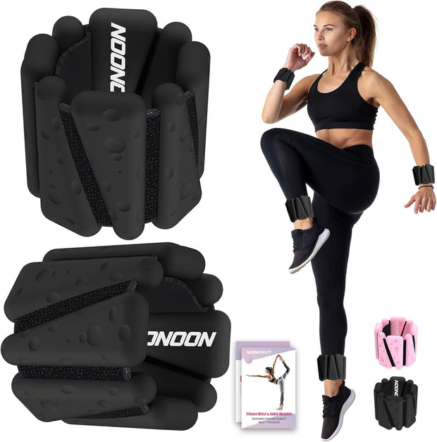 Wrist Ankle Weights Bangles 4lb/2lb for Women, Adjustable Silicone Pilates Weights Bracelet, Heavy Duty Fasteners Wearable Arm & Leg Weights for Yoga, Pilates, Barre, Walking and Gym (Set of 2)