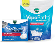 Vicks, VapoShower Plus, Shower Steamers, Eucalyptus Shower Steamer & Menthol Scent, Clean Dissolving Vapor Shower Tablets, Aromatherapy Shower Steamer & Shower Bombs, 12 count