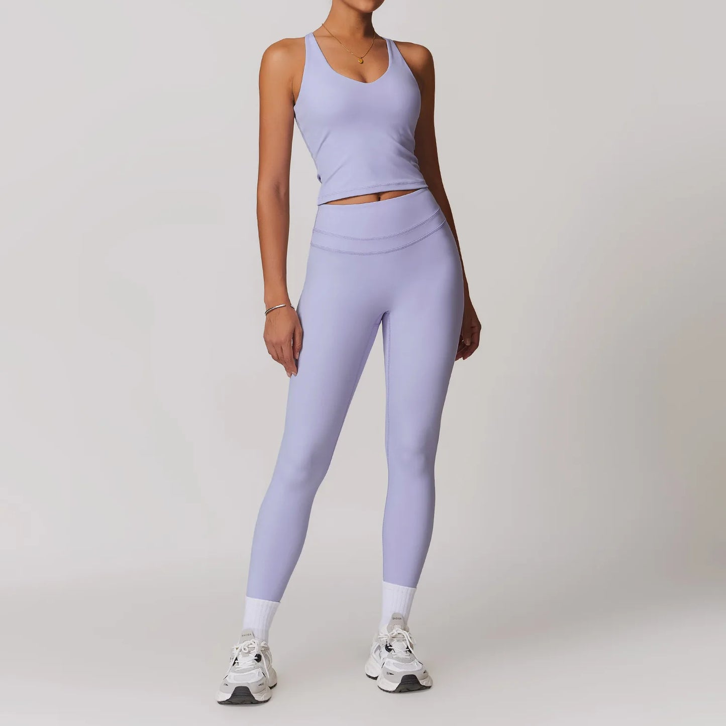 mikeyoga 2PCS Yoga Set Women Sportswear Workout Clothes Athletic Wear Gym Legging Fitness Bra Crop Top Short Sleeves Sports Suit