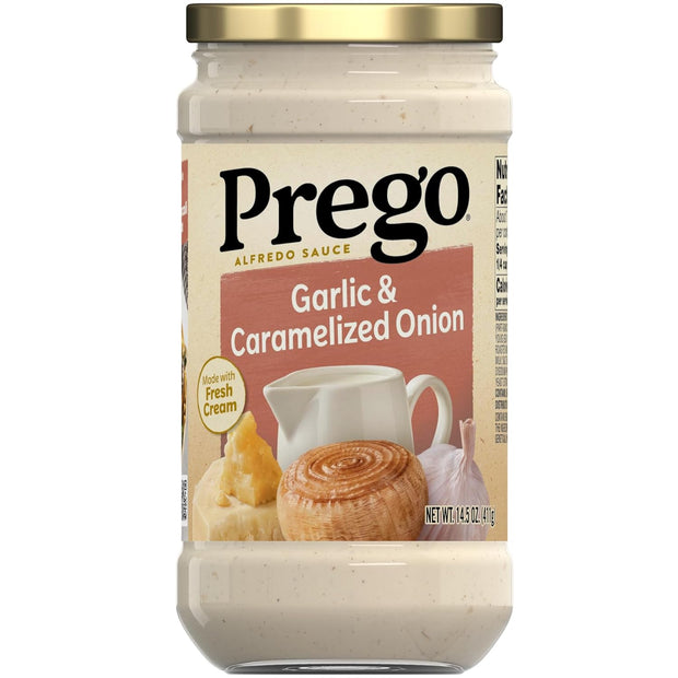 Prego Alfredo Pasta Sauce with Roasted Garlic and Parmesan Cheese, 14.5 oz Jar