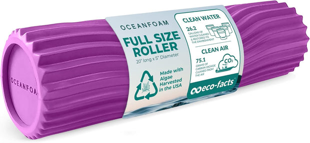 Oceanfoam Tidal Roller - Natural - Muscle Massage Foam Roller for Back Pain & Stretching - Firm and Ergonomic Wide Wave Textured - Yoga, Athletics, & Wellness - Full Size, 20" x 5"
