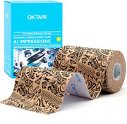OK TAPE Hypoallergenic Digtal Printed Kinesiology Tape, Elastic Sports Athletic Tape, 2 Rolls, 2in×16.4ft Uncut Roll-DIY