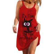 Lady Trend Streetwear Women's A-line Slip Dress Daily Soft Wear Woman Loose Dresses Summer Female Casual Cartoon Clothes Y2K