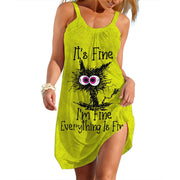 Lady Trend Streetwear Women's A-line Slip Dress Daily Soft Wear Woman Loose Dresses Summer Female Casual Cartoon Clothes Y2K