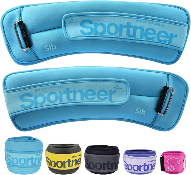 Sportneer Ankle Weights 0.5/1/2/3/5 LBS 1 Pair Wrist Leg Arm Weights for Women Men Kids Child with Adjustable Straps, Strength Weighted for Jogging Running Walking Fitness Gym Workout