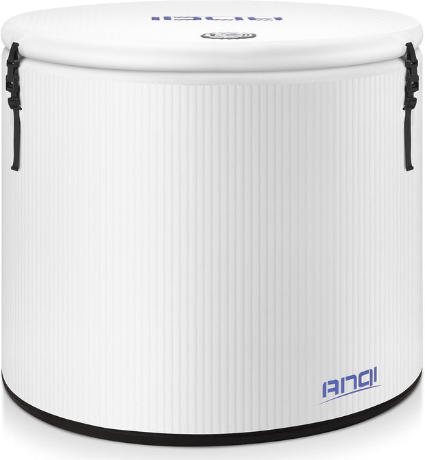 XXL Cold Plunge Tub for Athletes, Compatible with Water Chillers, 224-Gallon Inflatable Ice Bath Tub with Insulated Lid, Thermometer, Water-Absorbent Mat, Portable Ice Pod for Cold Water Therapy