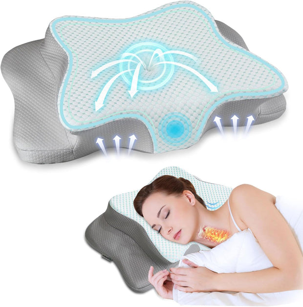 Pain Relief Cervical Pillow for Neck Support,Adjustable Ergonomic Pillow Cozy Sleeping,Odorless Orthopedic Memory Foam Pillows,Contour Bed Pillow for Side Back Stomach Sleeper