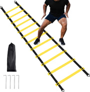 1/2/4 Pack 12 Rungs Agility Ladder Set, Training Ladder with Steel Stakes and Carry Bag for Soccer, Speed Fitness Feet Training
