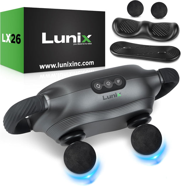 Lunix LX26 2-Head Professional Deep Tissue Massage Gun, Chiropractic Massager, Body Sport Vibrating Back Massager Machine for Pain Relief
