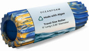 Oceanfoam Ripple Travel Foam Roller (11" x 3.35") Firm Mini Foam Roller for Physical Therapy, Deep Tissue Massage, Back Pain - High Density, Ergonomic Wave Textured - Yoga, Exercise (Black Marbled)