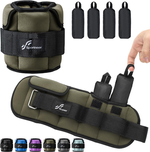 Sportneer Upgrade Adjustable Ankle and Wrist Weights for Women and Men 1-7 lbs / 1-10 lbs Set | Comfortable, Secure Fit for Walking, Running, Fitness, Physical Therapy, Home Gym